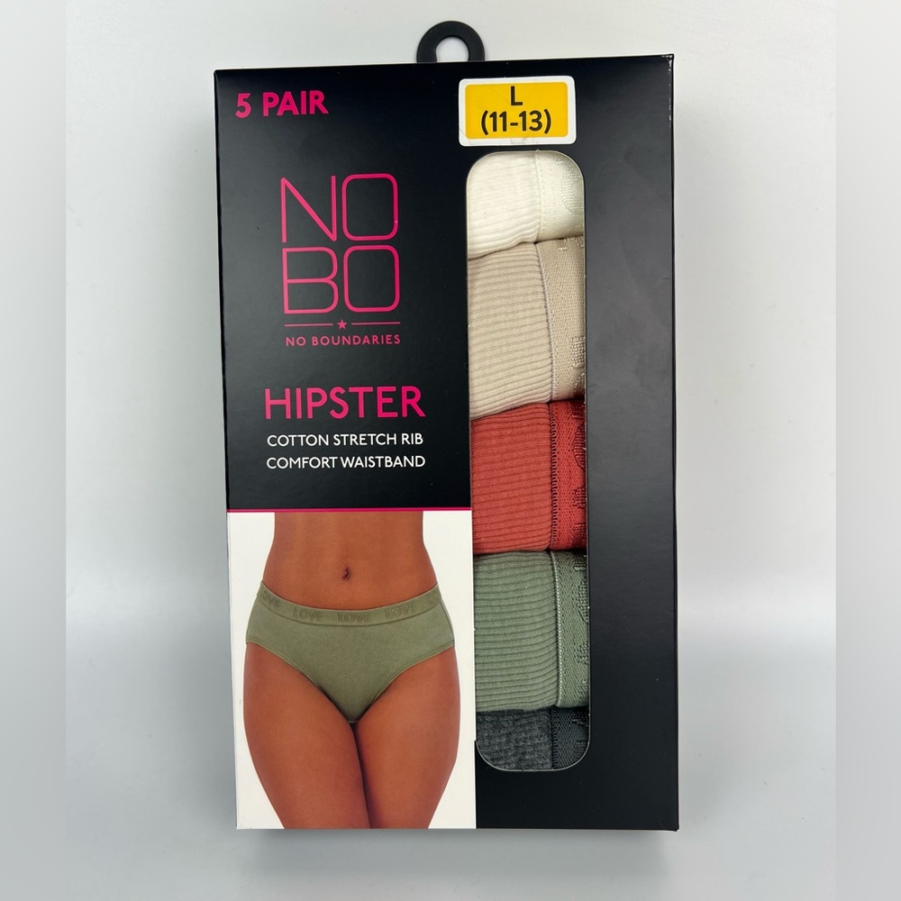 No Boundaries Hipster cotton Stretch Rib Comfort Waistband Women's Size L (11-13